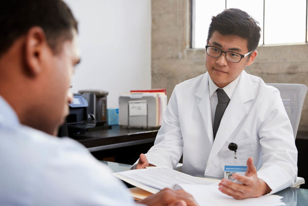 Common Dangers of Cocaine Abuse a man and his doctor discuss the dangers of cocaine abuse